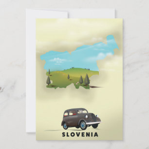 Convite Poster de viagens de mapa ilustrado da Eslovênia