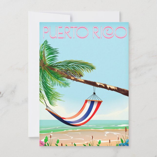 Convite Poster de viagens de Porto Rico Hammock (Verso)