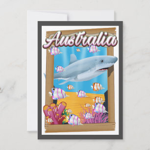 Convite Poster de viagens de tubarão submarino da Austráli