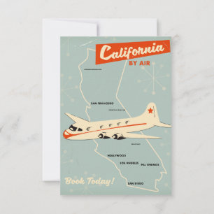 Convite poster de viagens "por ar" do estilo California do