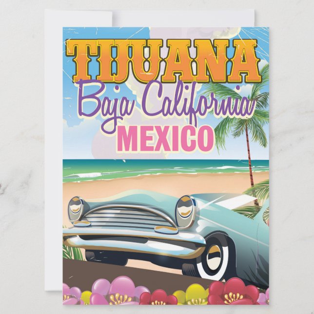 Convite Poster de viagens Tijuana Baja California México (Verso)