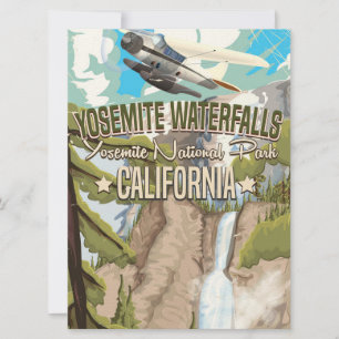 Convite poster de viagens vintage das Cascatas Yosemite