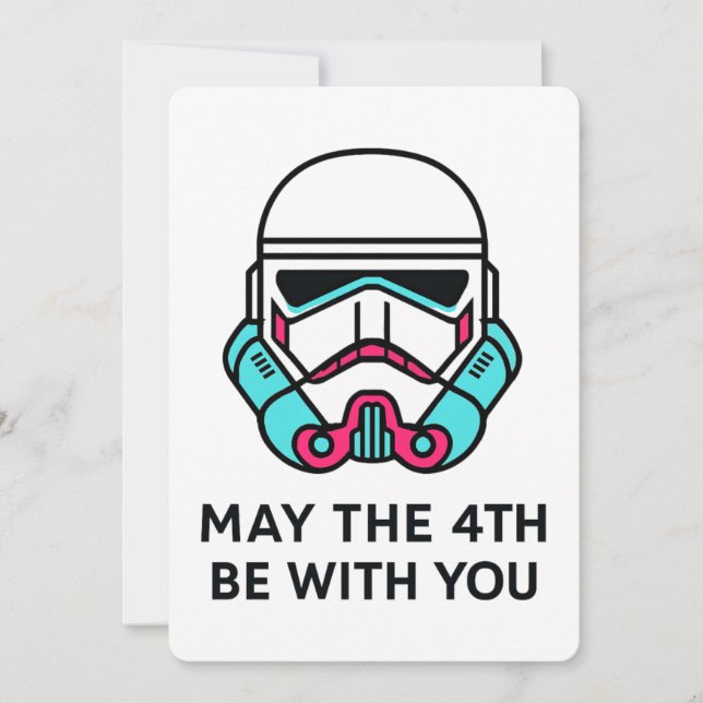 Convite Poster do Stormtrooper Neon Que o 4º Dia Esteja Co (Frente)