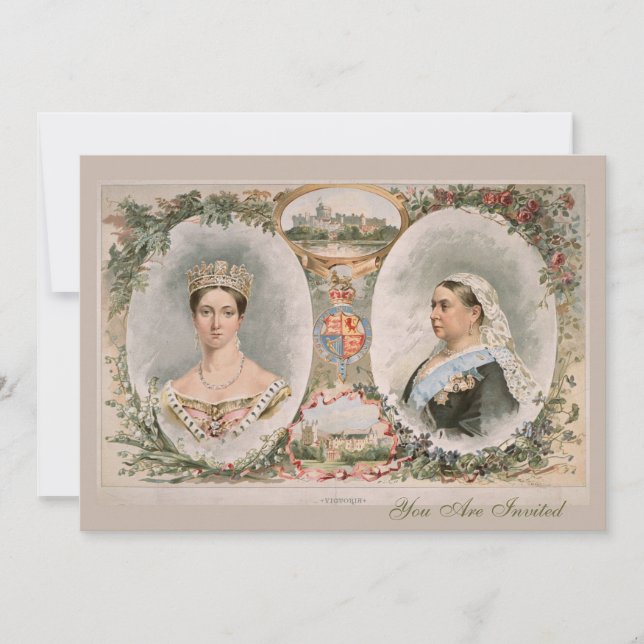 Convite Poster dourado do jubileu da rainha Victoria (Frente)