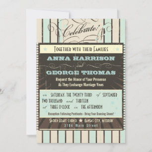 Convite Poster Rustic: Casamento Personalizado Azul e Caca