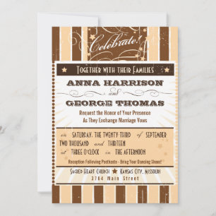 Convite Poster Rustic: Casamento Personalizado Cream & Bro