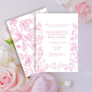 Convite Posto Chinoiserie Rosa Victoriano Casamento Brunch