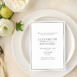 Convite Posto de Script Clássico Preto e Branco Brunch