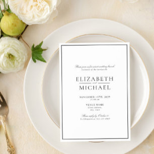 Convite Posto de Script Clássico Preto e Branco Brunch