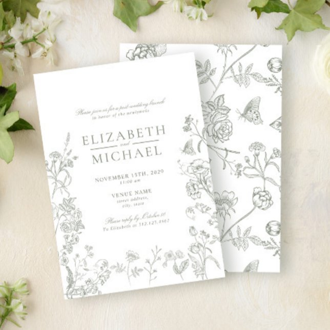 Convite Posto Vitoriano Chinoiserie Verde Casamento Brunch (Criador carregado)