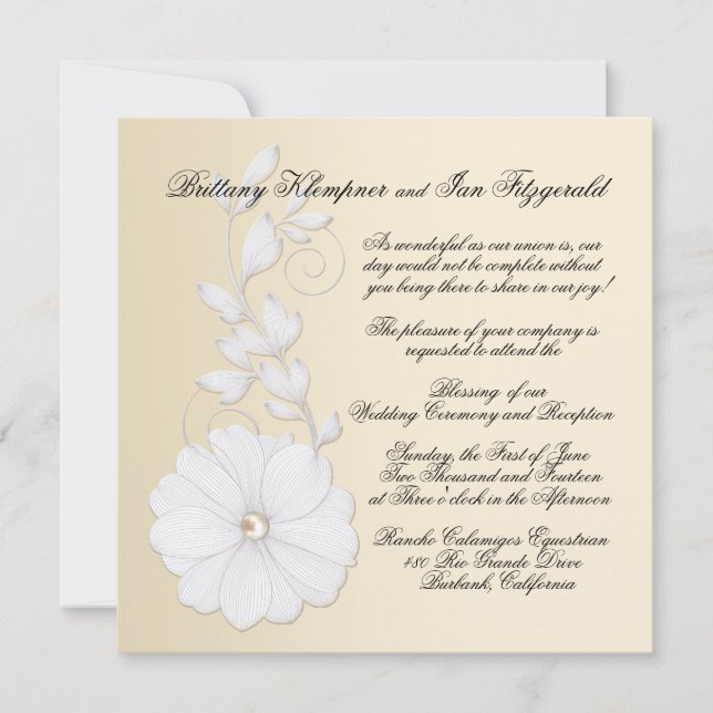 Convite Posy gravado bonito com champanhe metálico da (Frente)