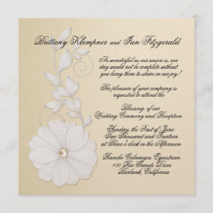 Convite Posy gravado bonito com champanhe metálico da