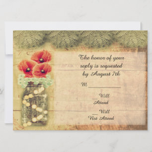 Convite Pote de Pedra Antigo Poppy Casamento R.S.V.P.