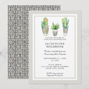 Convite Pote Russo Moderno do Deserto Cactus Chá de panela