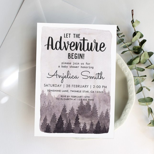 Convite Potência Única Da Floresta Rústica Pintada Por Aqu (Criador carregado)