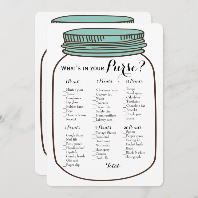 Convite Potes de Mason 2x Jogos de Chá de Noiva Bolsa | De (Frente/Verso)