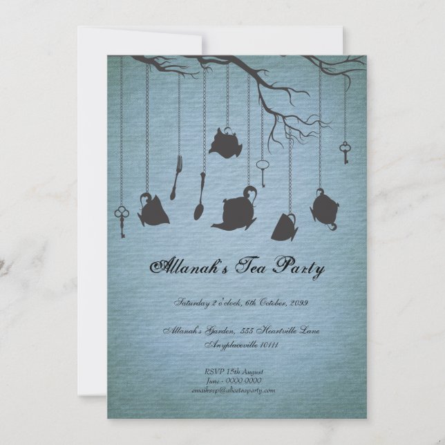 Convite Potes e Copas e Chaves Festa de Aniversário do Chá (Frente)