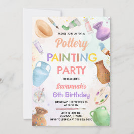 Convite Pottery Painting Birthday Invitation