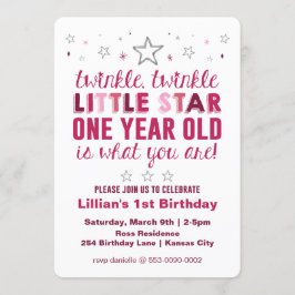Convite Pouco aniversário das meninas da estrela primeiro