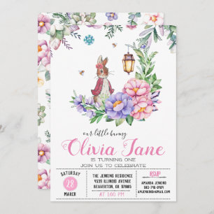 Convite Pouco aniversário do primavera do coelho