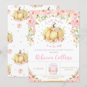 Convite Pouco bebé floral do rosa do chá de fraldas da