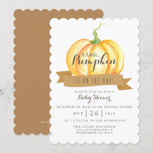 Convite Pouco chá de fraldas da aguarela   da abóbora  