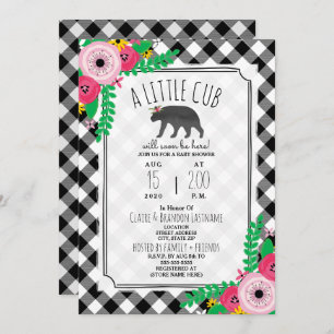 Convite Pouco preto da xadrez de Cub + Chá de fraldas