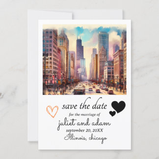 Convite Poucos Hearts chicago no horizonte de casamento gu