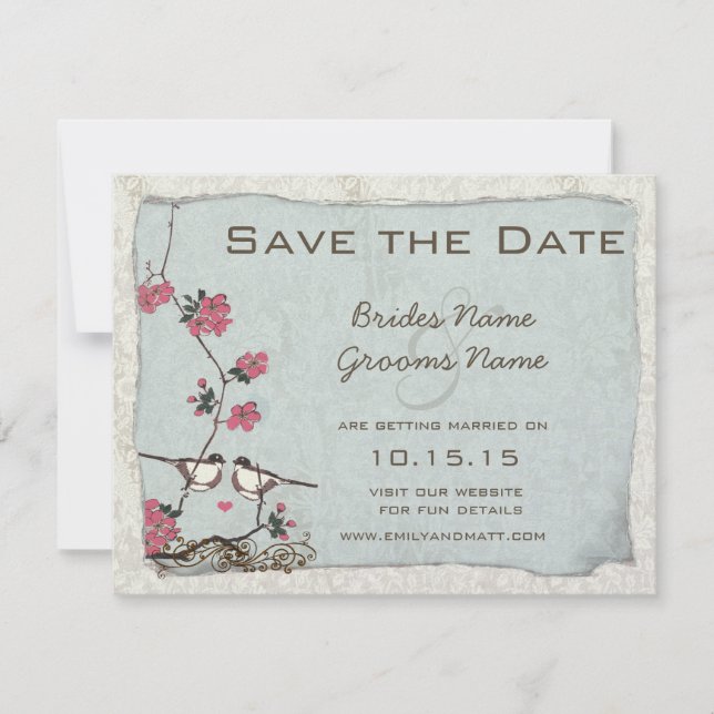 Convite Poupa de Flor de Cerejeira Save the Date (Frente)