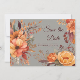 Convite Poupança de Data Floral Rústica Aquarela de Outono