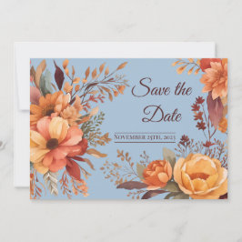 Convite Poupança de Data Floral Rústica Aquarela de Outono