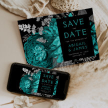 Poupar na Data do Casamento Floral Escuro Azul Tea