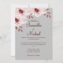 Convite Pousado Elegante Cor-de-Mar Rosa Deixa Aquarela Fl