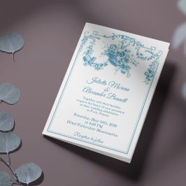Convite Powder Blue Toile de Jouy Paris Wedding Invitation