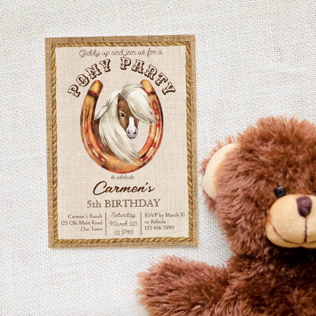 Convite Poy aniversariante, convide cowboy (Criador carregado)