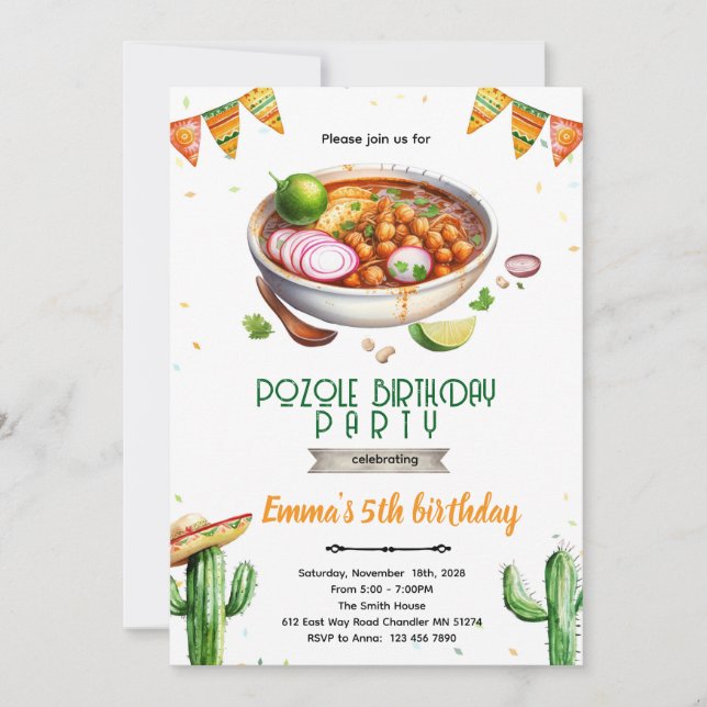 Convite Pozole Birthday party Invitation (Frente)