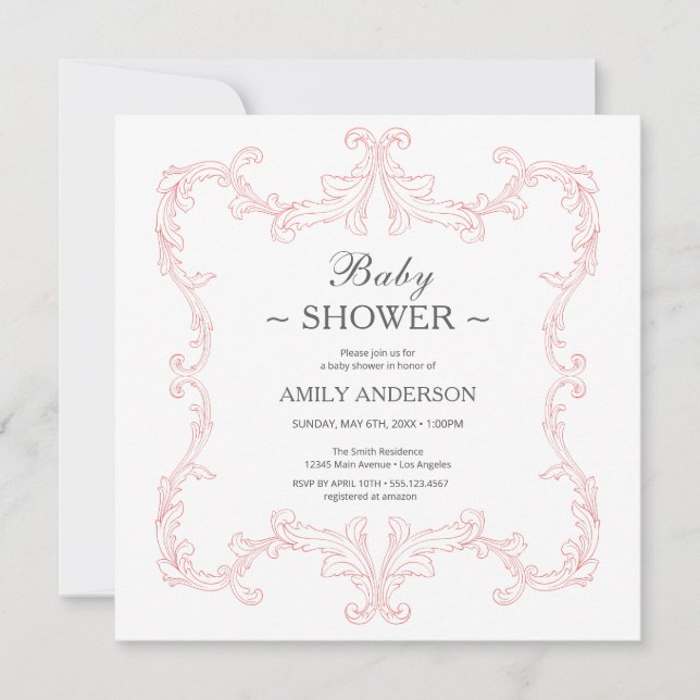 Convite Praça da Imagem Elegante | Cor da Água Rosa (Frente)