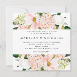 Convite Praça de Casamento Floral de primavera Blush