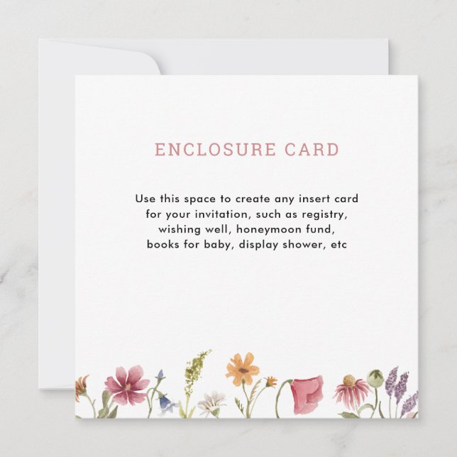 Convite Praça de flor selvagem do Jardim da Aquarela Digit (Frente)