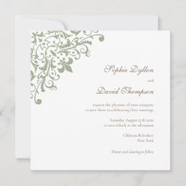 Convite Praça de padrões da Regência Verde Fleur de Lis