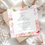 Convite Praça Floral Rosa aniversário de 30 anos do PARTID<br><div class="desc">Um belo e feminino convite de festas surpresa para celebrar um aniversário em estilo elegante. Um quadro de elegante cor d'água,  flores cor-de-rosa,  e verde rodeia os detalhes da sua festa. Este convite está disponível como convite impresso ou download digital.</div>