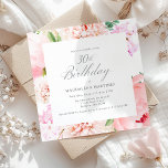 Convite Praça Floral Rosa de aniversário de 30 anos<br><div class="desc">Um belo e feminino convite de festas para celebrar um aniversário em estilo elegante. Um quadro de elegante cor d'água,  flores cor-de-rosa,  e verde rodeia os detalhes da sua festa. Este convite está disponível como convite impresso ou download digital.</div>