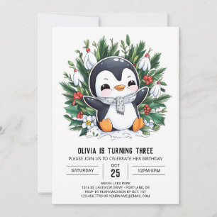 Convite Pradaria Digital do Pastel Snow Penguin