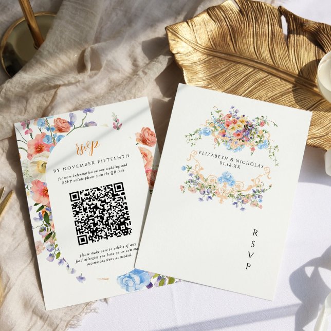 Convite Prado de Flores Silvestres | Crista de Casamento F (Criador carregado)
