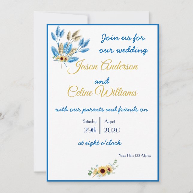 Convite Prados de Pampas e Sunflower Invitation (Frente)