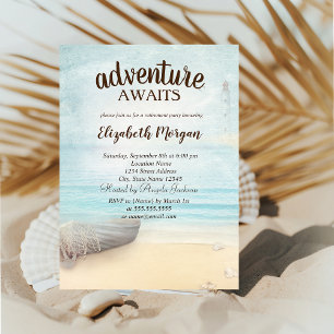 Convite Praia Adorável,Festa de Aposentadoria com Barco e 