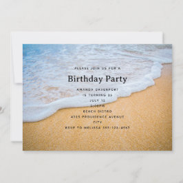 Convite Praia Arenosa com Aniversário de Ondas Espumosas