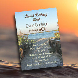 Convite Praia Birthday Boardwalk Sand Unisex Party