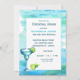 Convite Praia Birthday Cocktail Party Margarita
