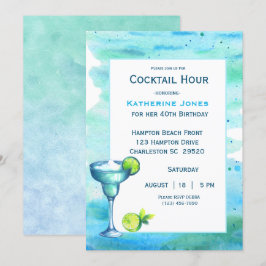 Convite Praia Birthday Cocktail Party Margarita
